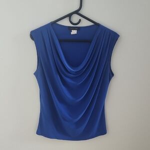 Jennie And Marlis Royal Blue Drape Neck Blouse